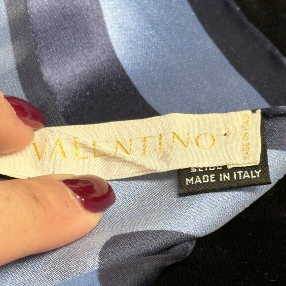 Valentino "V" Design Silk Scarf - Picture 5 of 6